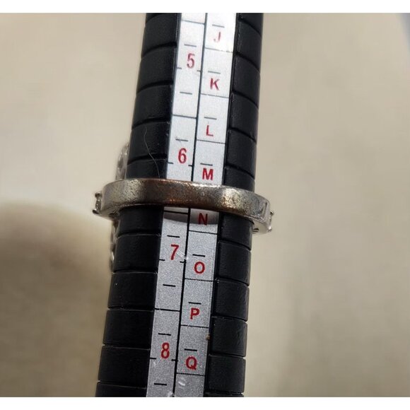 Silver Tone Band With 5ct Crystal Stone Prong Set Ring - 6.5 - Picture 7 of 7